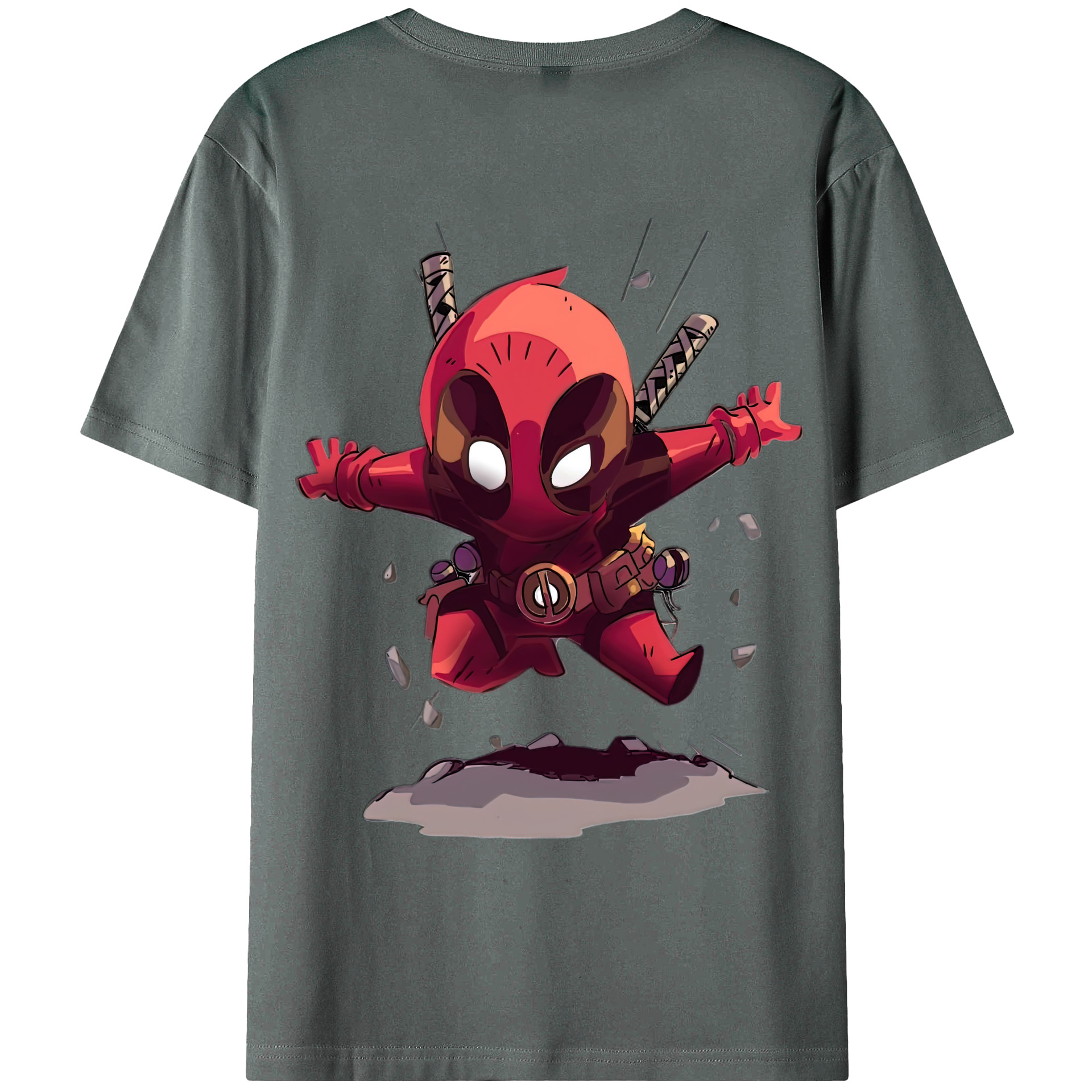 （画像用） Deadpool デッドプール 綿100％ メンズ半袖Tシャツ（バックプリント） 通気性